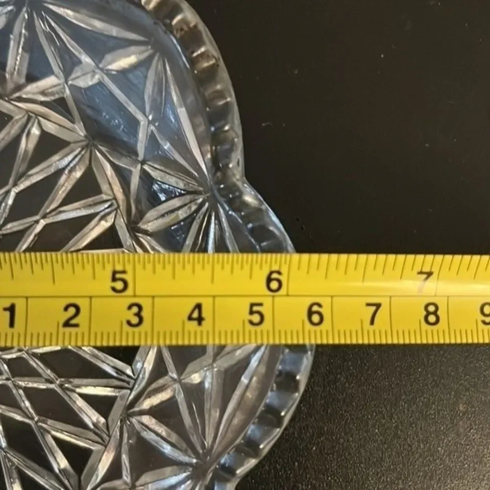 Avon Vintage Glass Soap Dish Candy Plate Diamond Cut Stars